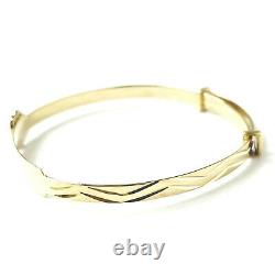 9ct Gold Baby Bangle Heart Identity Hallmarked Expandable Cubic Zirconia 2.9g