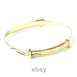 9ct Gold Baby Bangle Heart Identity Hallmarked Expandable Cubic Zirconia 2.9g