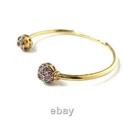 9ct Gold Baby Bangle Torque Yellow with Pink Cubic Zirconia 4.9g Hallmarked