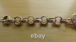 9ct Gold Baby Belcher Bracelet Love Heart Cz Child's / Kid's 13.5g