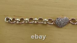 9ct Gold Baby Belcher Bracelet Love Heart Cz Child's / Kid's 13.5g