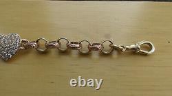 9ct Gold Baby Belcher Bracelet Love Heart Cz Child's / Kid's 13.5g