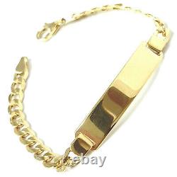 9ct Gold Baby Bracelet 6 Inch Curb Identity Yellow Plain Brand New 4.6g