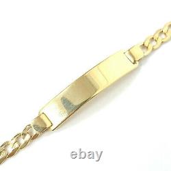 9ct Gold Baby Bracelet 6 Inch Curb Identity Yellow Plain Brand New 4.6g