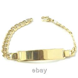 9ct Gold Baby Bracelet 6 Inch Curb Identity Yellow Plain Brand New 4.6g