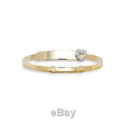 9ct Gold Baby/Childs Expandable Bangle with Heart Motif Free Engraving