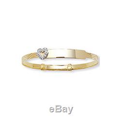 9ct Gold Baby/Childs Expandable Bangle with Heart Motif Free Engraving