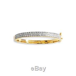 9ct Gold Baby/Childs Pave Set Two Row Bangle