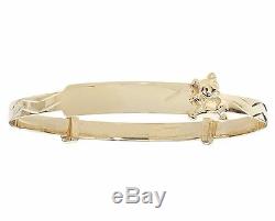 9ct Gold Baby Solid Personalised Christening Teddy Bear Expandable ID Bangle