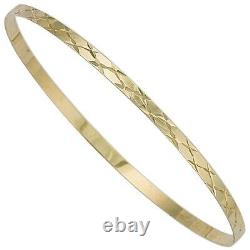 9ct Gold Bangle 4 grams 3.2 mm Wide Patterned Slave Solid