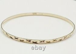 9ct Gold Bangle 4 grams 3.2 mm Wide Patterned Slave Solid