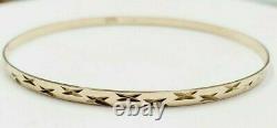 9ct Gold Bangle 4 grams 3.2 mm Wide Patterned Slave Solid