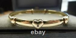 9ct Gold Bangle Child's/Baby Expanding Floating Heart Gift Boxed 3 grams