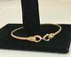 9ct Gold Bangle Cuff Torque Bracelet With 2 Hearts Fully Hallmarked