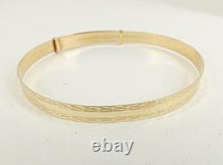 9ct Gold Bangle Expanding Patterned Hallmarked 3.9 grams 7'' with Gift Box