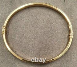 9ct Gold Bangle Greek Key Patterned Gift Boxed 4mm Bracelet Hinged Hallmarked