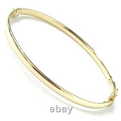 9ct Gold Bangle Ladies Plain Thin Hinged Safety Catch Yellow Hallmarked 6.5 inch