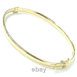9ct Gold Bangle Ladies Plain Thin Hinged Safety Catch Yellow Hallmarked 6.5 inch