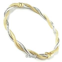 9ct Gold Bangle Ladies Twist Hinged YELLOW AND WHITE GOLD 4.8g 4.8mm Wide