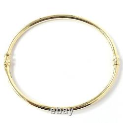 9ct Gold Bangle Plain Hinged Safety Catch 3.2g 2.8mm