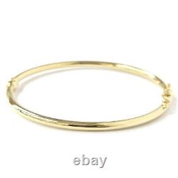 9ct Gold Bangle Plain Hinged Safety Catch 3.2g 2.8mm