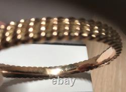 9ct Gold Bangle with safety chain unique design fully hallmarked vintage