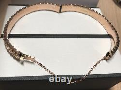 9ct Gold Bangle with safety chain unique design fully hallmarked vintage