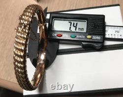 9ct Gold Bangle with safety chain unique design fully hallmarked vintage