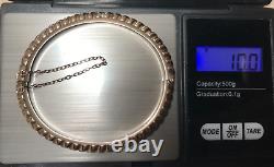 9ct Gold Bangle with safety chain unique design fully hallmarked vintage