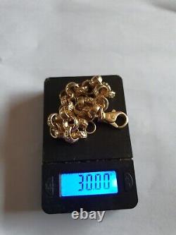 9ct Gold Belcher Bracelet 30g New Polished Strong Clasp Hallmarked