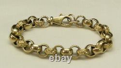 9ct Gold Belcher Bracelet 7 1/2 Long Patterned And Plain 29.2g