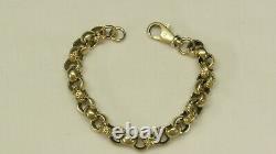 9ct Gold Belcher Bracelet 7 1/2 Long Patterned And Plain 29.2g