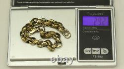 9ct Gold Belcher Bracelet 7 1/2 Long Patterned And Plain 29.2g
