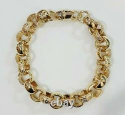 9ct Gold Belcher Bracelet Plain & Patterned 35.7 grams Solid