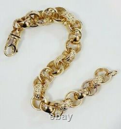 9ct Gold Belcher Bracelet Plain & Patterned 35.7 grams Solid