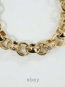 9ct Gold Belcher Bracelet Plain & Patterned 35.7 grams Solid