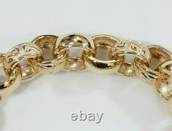 9ct Gold Belcher Bracelet Plain & Patterned 35.7 grams Solid