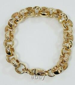 9ct Gold Belcher Bracelet Plain & Patterned 35.7 grams Solid