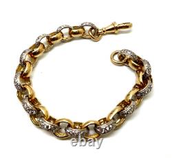 9ct Gold Belcher Bracelet Stone Set Sparkly Hallmarked 9ct 19cm 9mm 25g