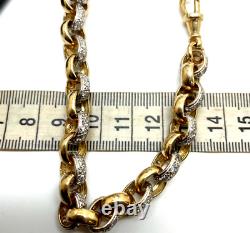 9ct Gold Belcher Bracelet Stone Set Sparkly Hallmarked 9ct 19cm 9mm 25g