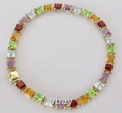 9ct Gold Bracelet 9ct Gold Amethyst Peridot Citrine Garnet Topaz Link Bracelet