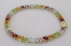 9ct Gold Bracelet 9ct Gold Amethyst Peridot Citrine Garnet Topaz Link Bracelet
