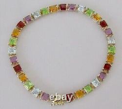 9ct Gold Bracelet 9ct Gold Amethyst Peridot Citrine Garnet Topaz Link Bracelet