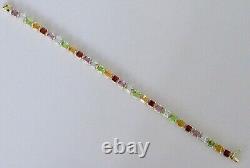 9ct Gold Bracelet 9ct Gold Amethyst Peridot Citrine Garnet Topaz Link Bracelet