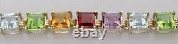 9ct Gold Bracelet 9ct Gold Amethyst Peridot Citrine Garnet Topaz Link Bracelet