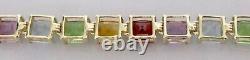 9ct Gold Bracelet 9ct Gold Amethyst Peridot Citrine Garnet Topaz Link Bracelet