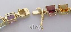 9ct Gold Bracelet 9ct Gold Amethyst Peridot Citrine Garnet Topaz Link Bracelet