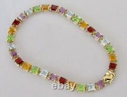 9ct Gold Bracelet 9ct Gold Amethyst Peridot Citrine Garnet Topaz Link Bracelet
