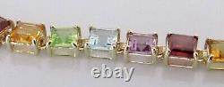 9ct Gold Bracelet 9ct Gold Amethyst Peridot Citrine Garnet Topaz Link Bracelet