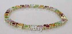 9ct Gold Bracelet 9ct Gold Amethyst Peridot Citrine Garnet Topaz Link Bracelet